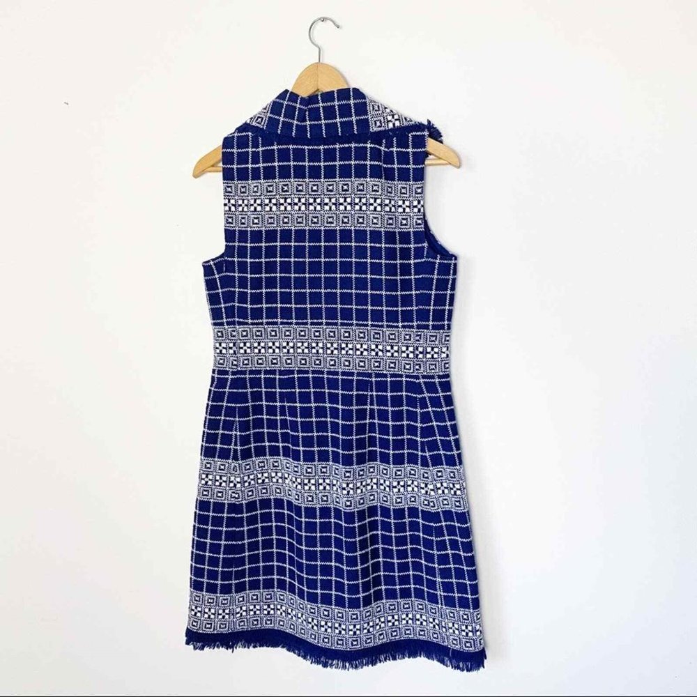 TORY BURCH Fringe Embroidered Sleeveless V-Neck Tweed Dress NWT - Picture 4 of 11